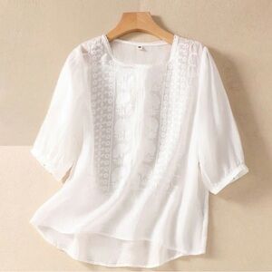 Elegant White Embroidered Blouse